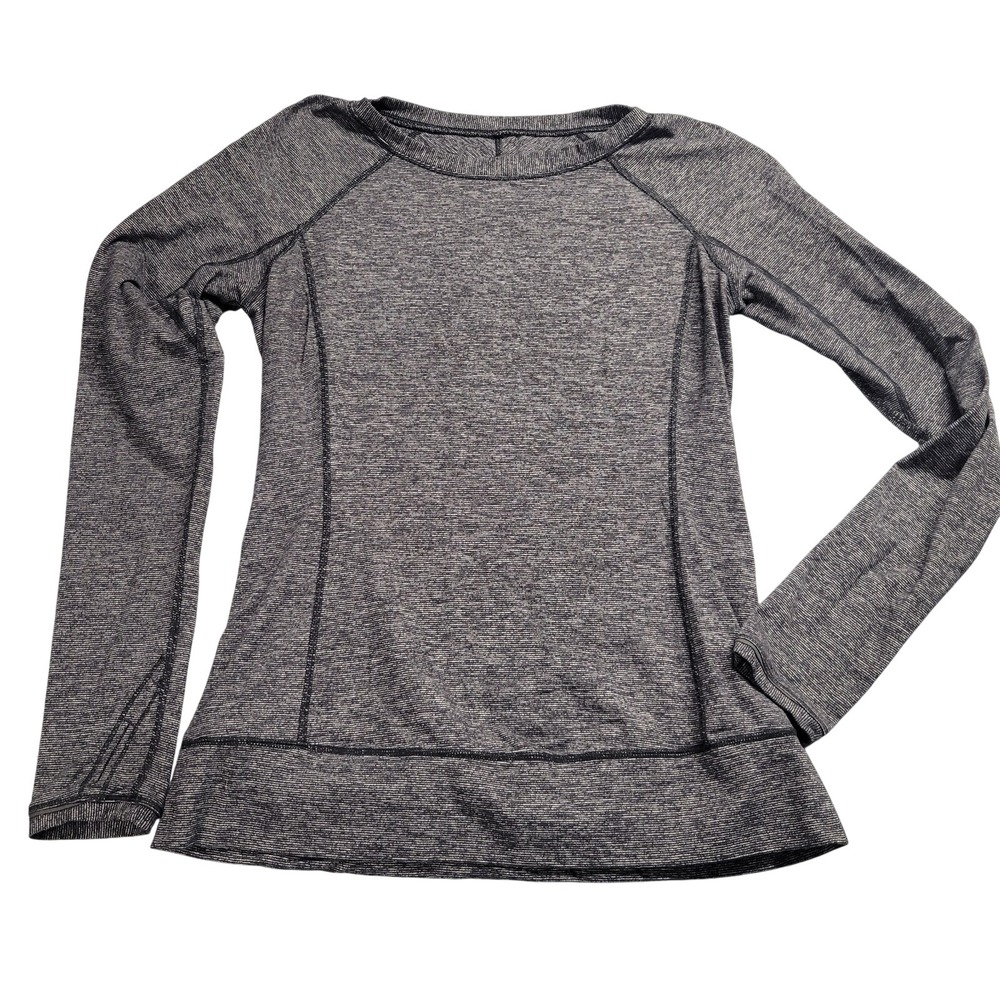 Lululemon Womens Size 10 Space Dye Striped Long Sleeve Athletic Top Thumbholes